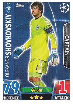 Oleksandr Shovkovskiy Dynamo Kyiv 2015/16 Topps Match Attax CL Captain #289